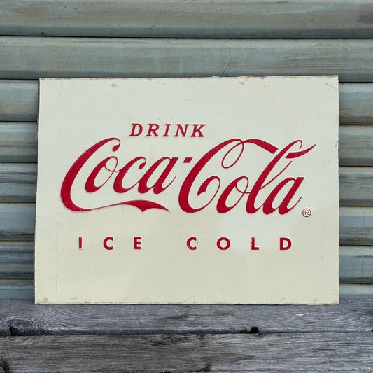 【ビンテージ】看板 アメリカン雑貨 店舗什器 COCA-COLA コカコーラ ICE COLD エンボスサイン #2685-1