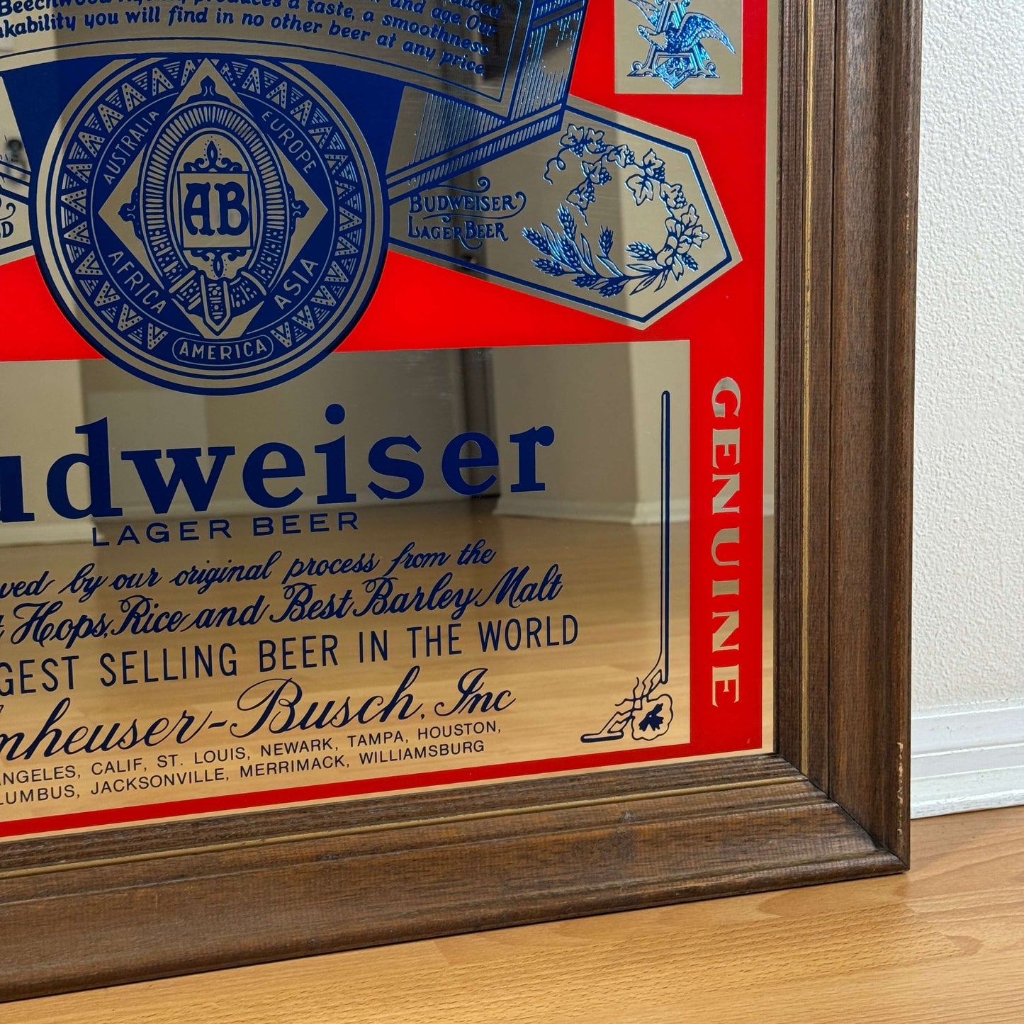#1354 【1980年代】ビンテージ Budweiser（バドワイザー） パブミラー / パブミラー インテリア アメリカ