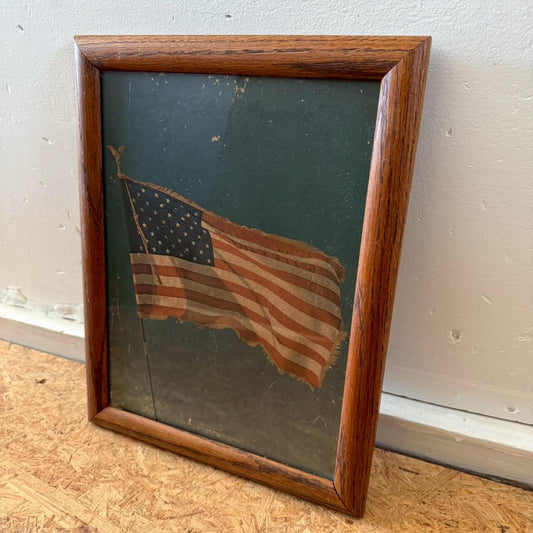 #2265【1960-70年代】ビンテージ アメリカンフラッグ フレームアート / USA 星条旗 ウォールデコ