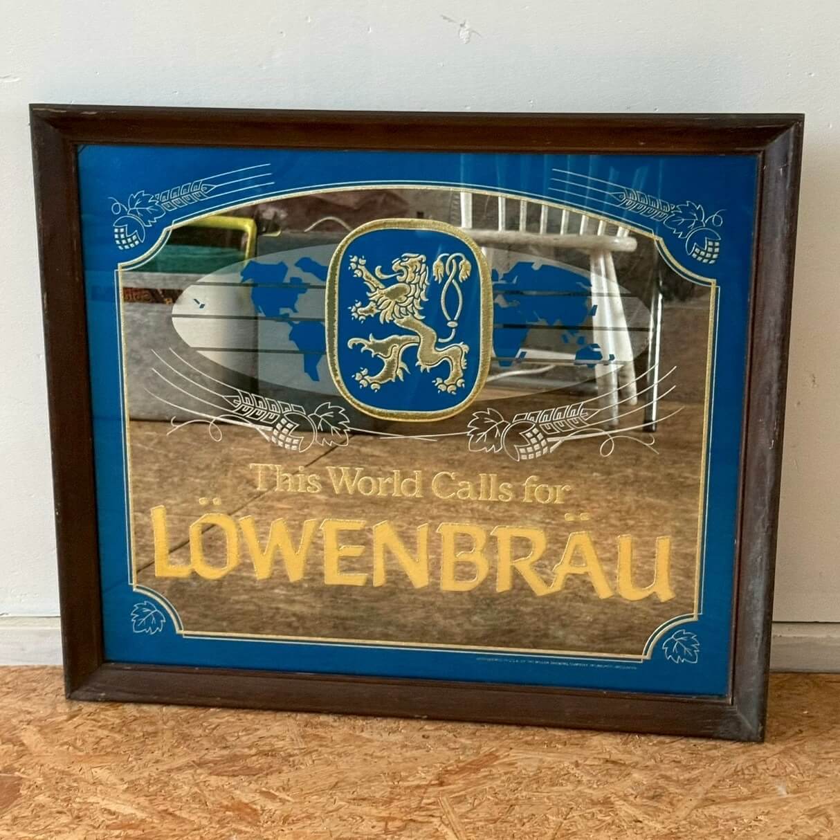 【1970-80年代】ビンテージ パブミラー アメリカン雑貨 店舗什器 レーベンブロイ ウォールデコ #2492