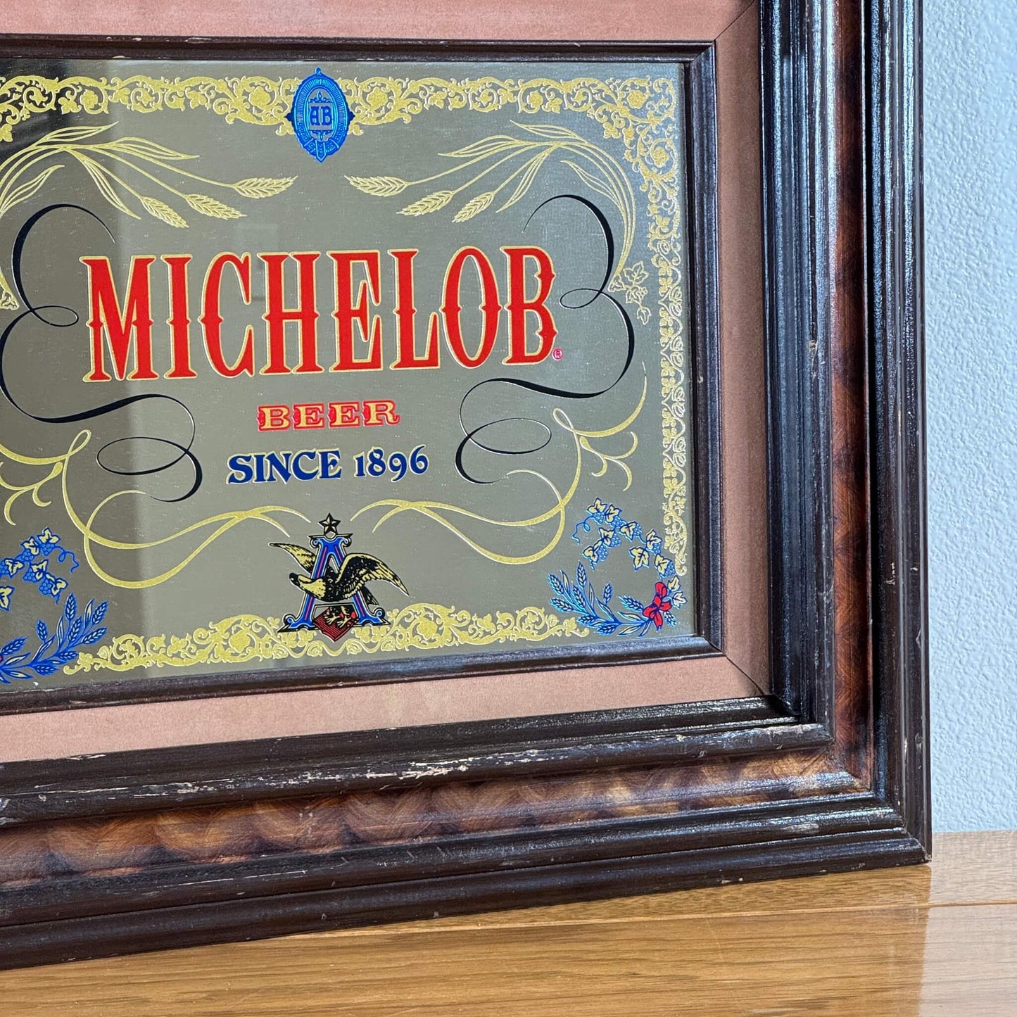 #1243 【1980年代】ビンテージ MICHELOB（ミケロブ） パブミラー / ウォールデコ インテリア アメリカ
