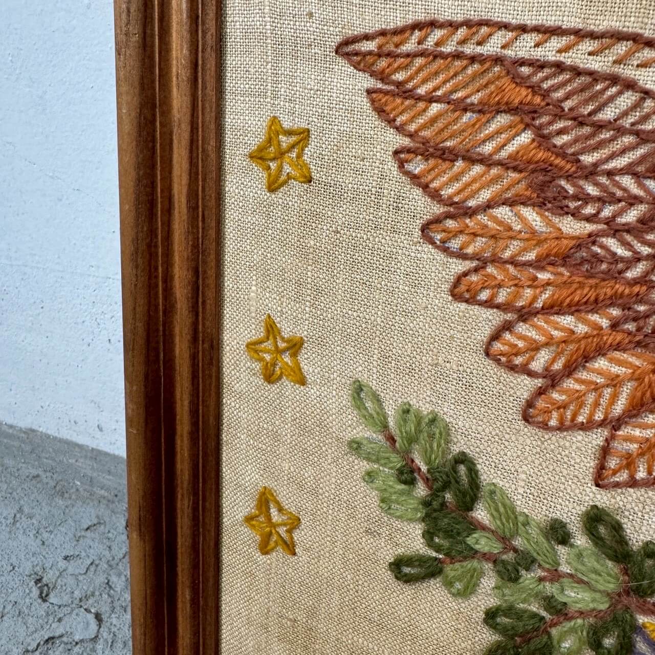 #2504【1980年代頃】ビンテージ ハンドメイド イーグル刺繍 ウォールデコ アメリカンフラッグ 壁掛け