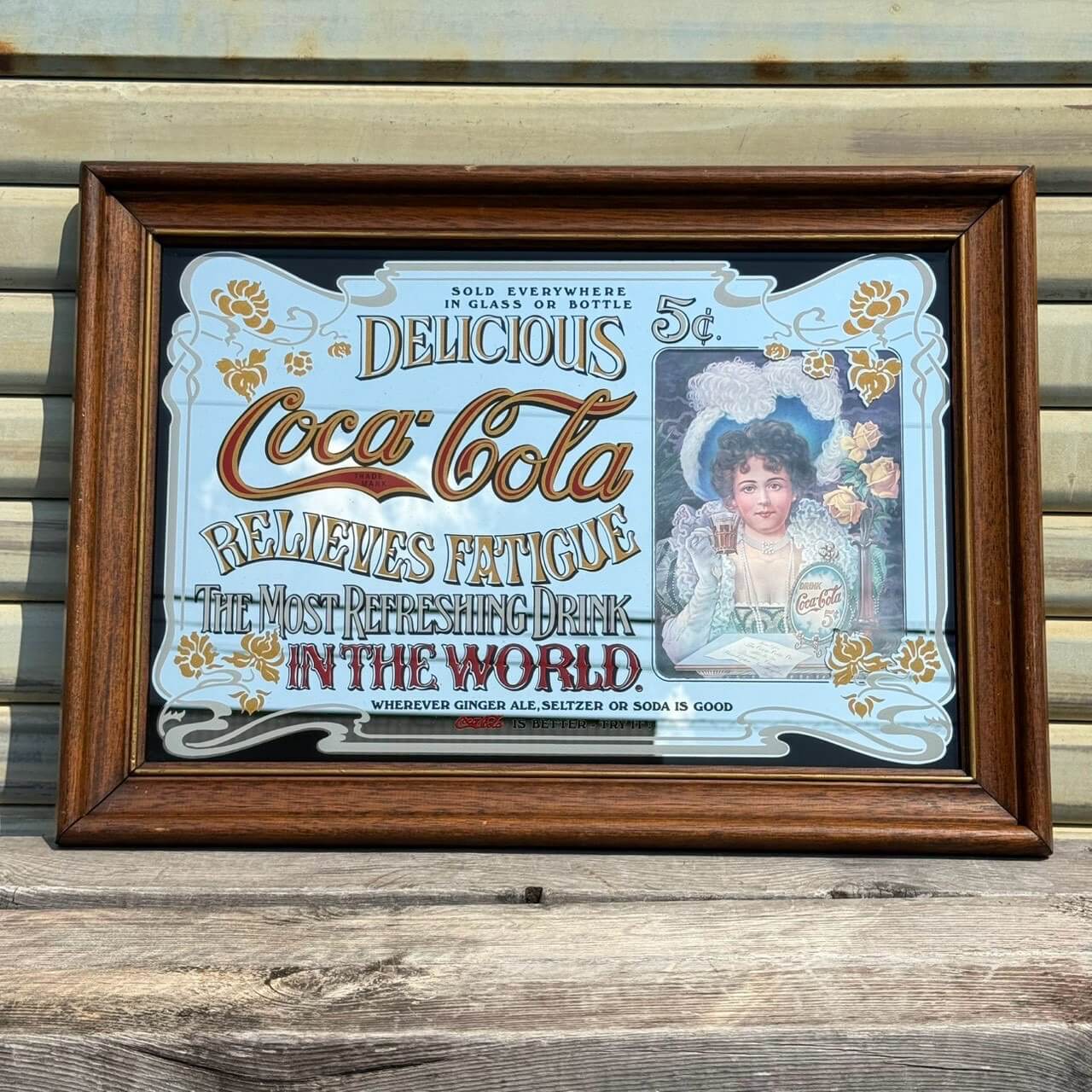 【1980年代】ビンテージ 看板 アメリカン雑貨 店舗什器 コカコーラ パブミラー 壁掛け #2843