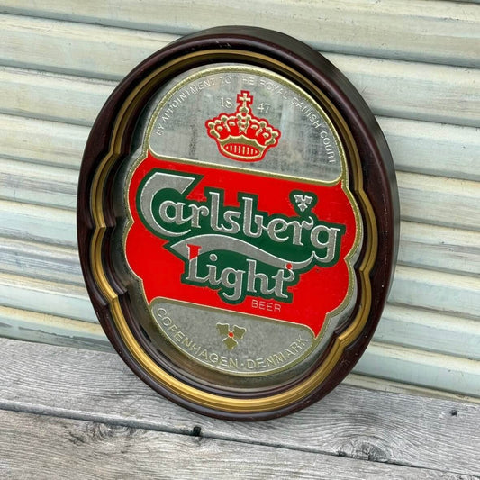 【1988年】ビンテージ パブミラー アメリカン雑貨 店舗什器 CARLSBERG LIGHT カールスバーグ サイン #2862