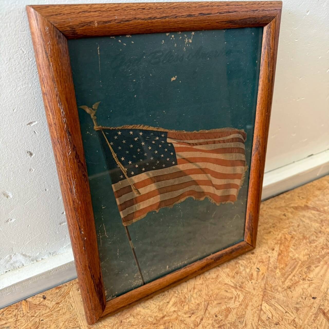 #2265【1960-70年代】ビンテージ アメリカンフラッグ フレームアート / USA 星条旗 ウォールデコ