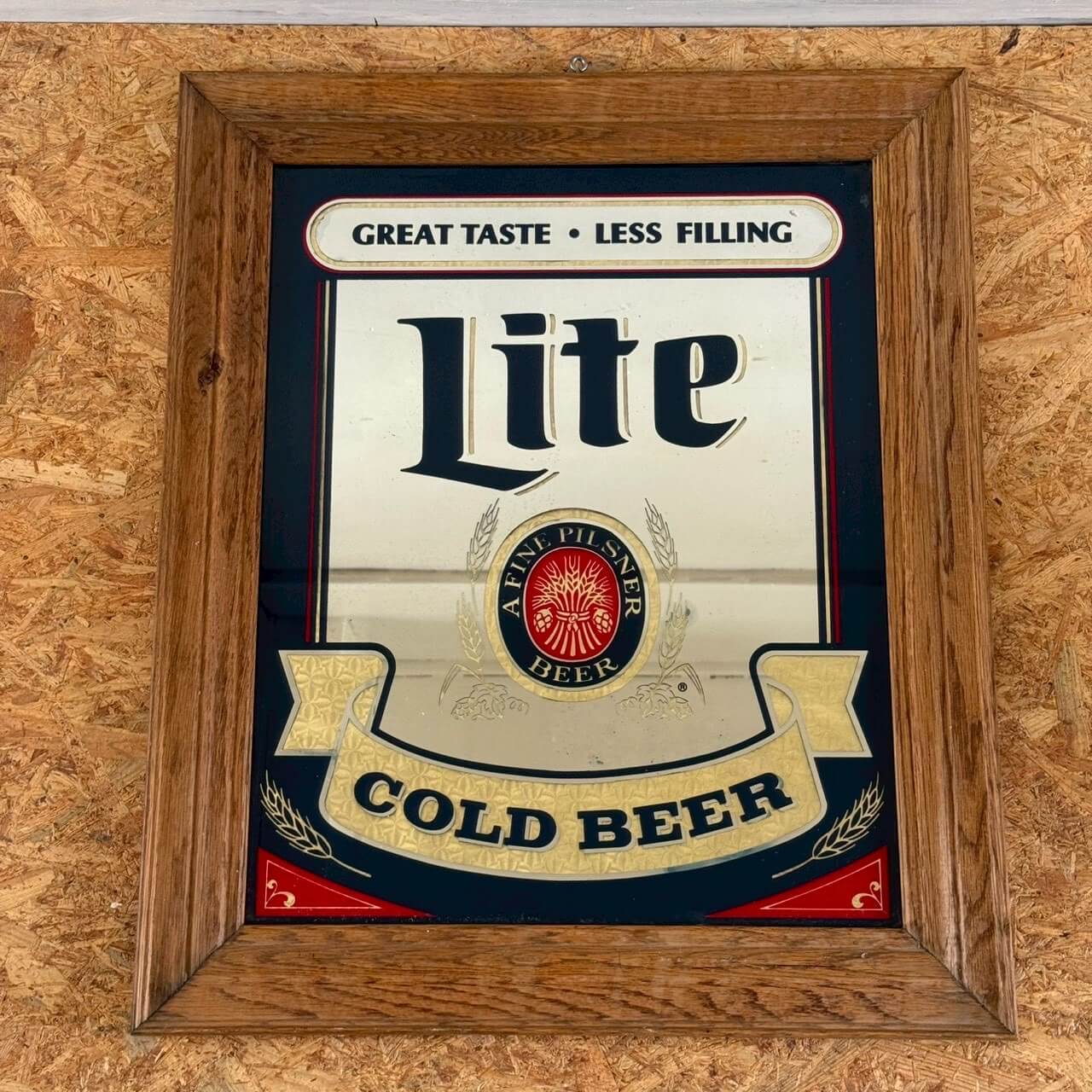 【1980-90年代】ビンテージ Miller Lite パブミラー アメリカン雑貨 壁掛け 鏡 #2487
