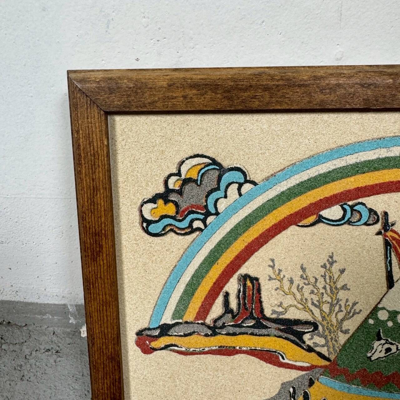 #2391【1970年代】ビンテージ ネイティブアメリカン サンドアート ウォールデコ / 壁掛けフレーム アメリカ