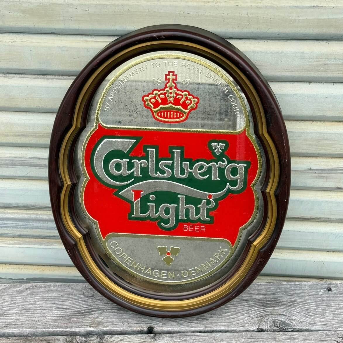 【1988年】ビンテージ パブミラー アメリカン雑貨 店舗什器 CARLSBERG LIGHT カールスバーグ サイン #2862