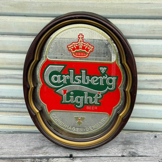 【1988年】ビンテージ パブミラー アメリカン雑貨 店舗什器 CARLSBERG LIGHT カールスバーグ サイン #2862
