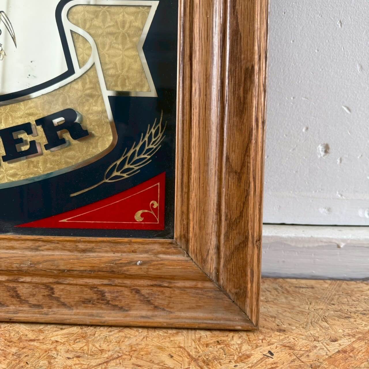 【1980-90年代】ビンテージ Miller Lite パブミラー アメリカン雑貨 壁掛け 鏡 #2487