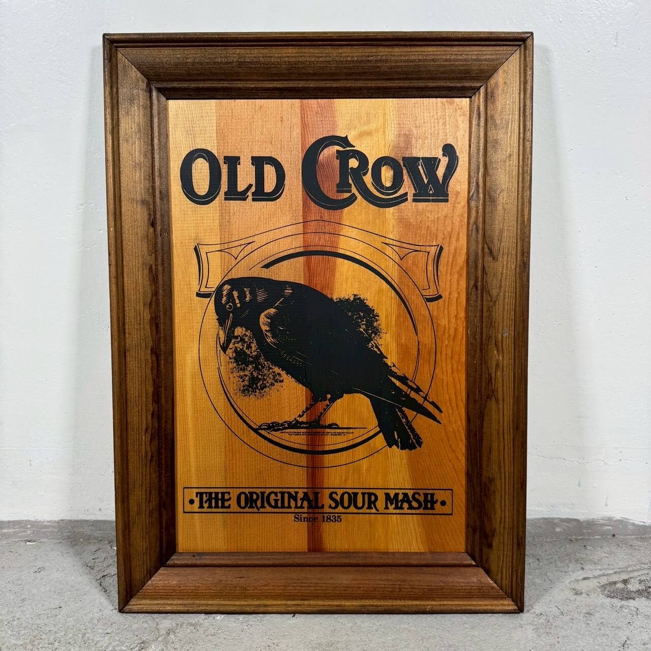 #2434【1980-90年代】ビンテージ OLD CROW ウォールデコ ウッドサイン バーボン アメリカンインテリア