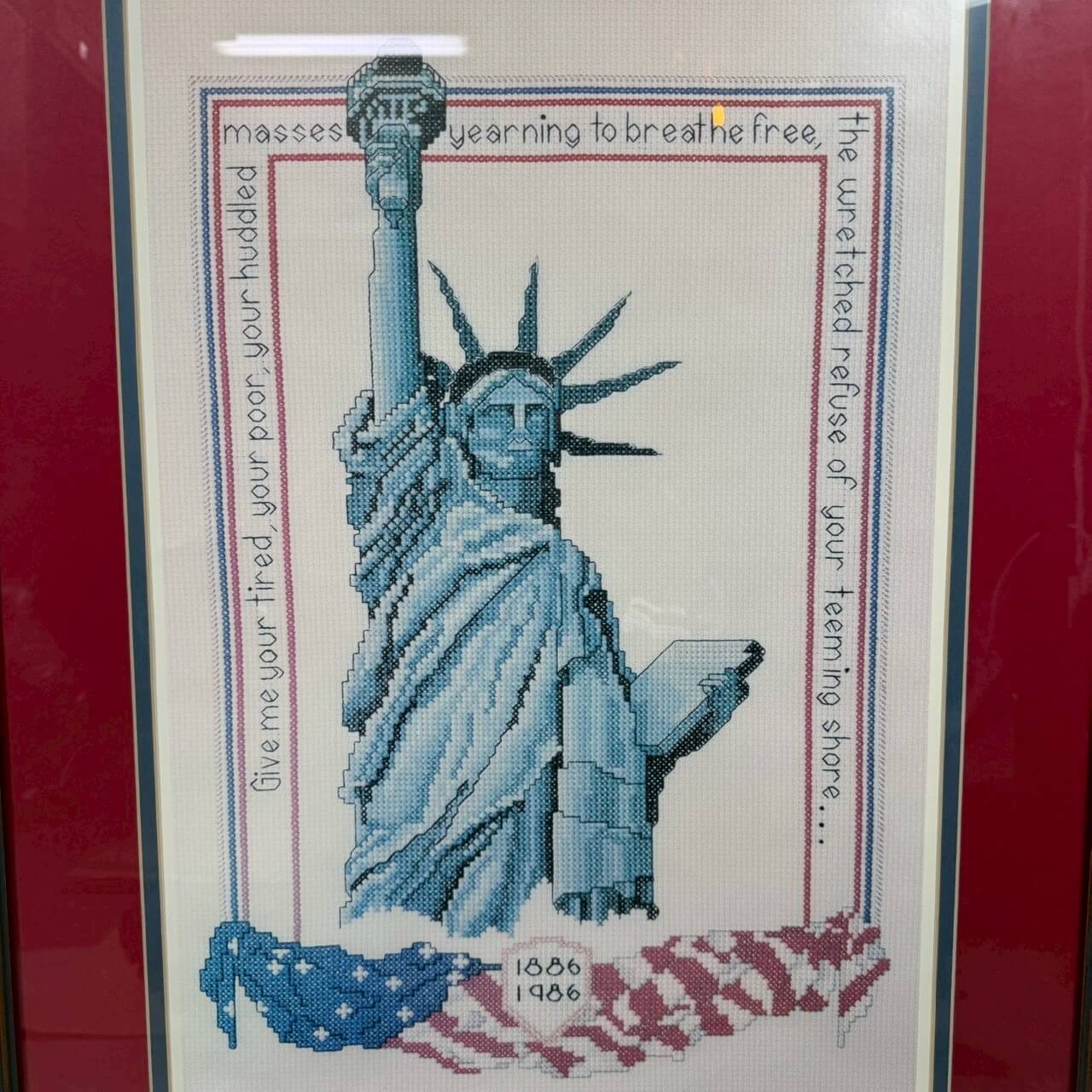 【1986年】ビンテージ 自由の女神 額装アート アメリカン雑貨 ウォールデコ 壁掛け #2510