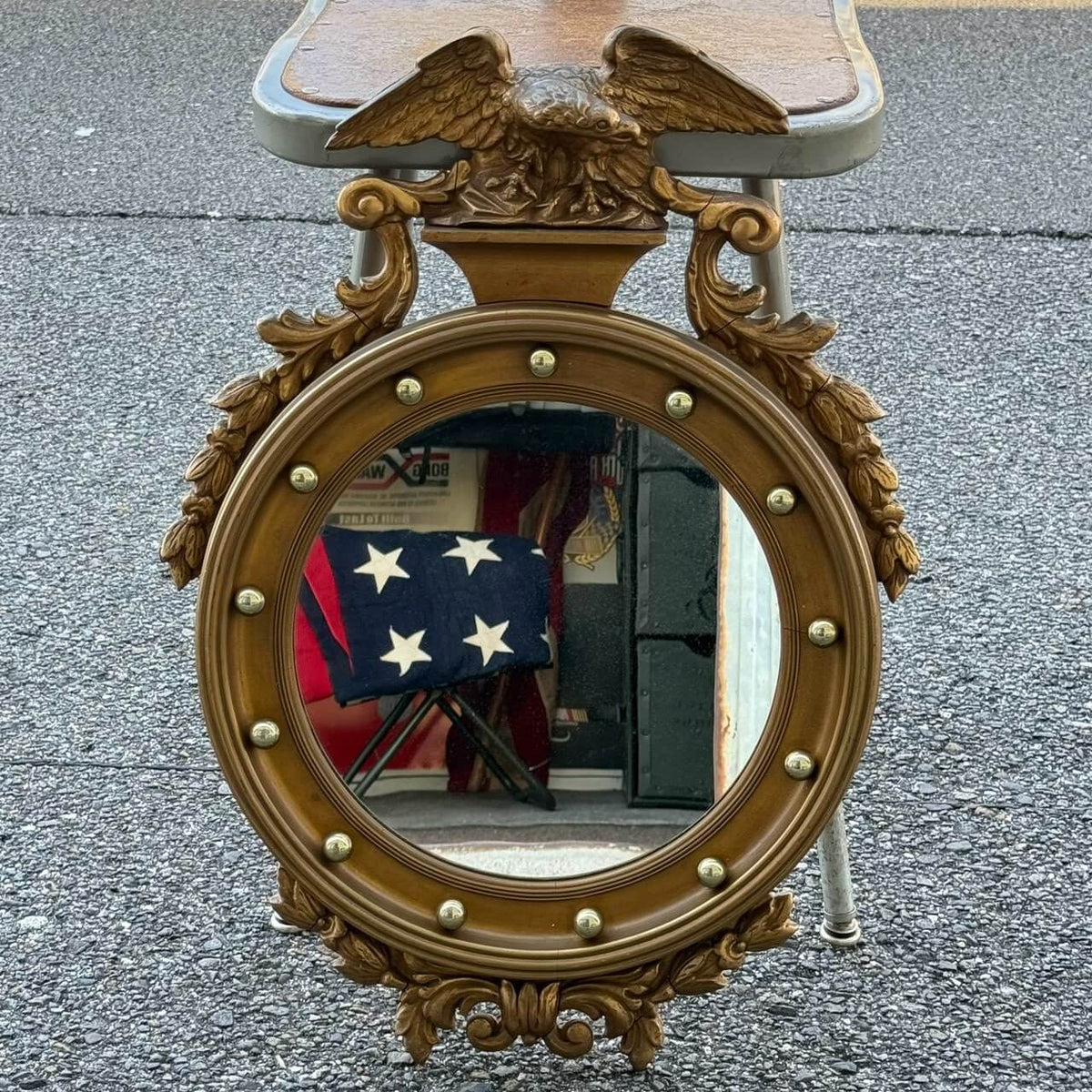 【1970〜80年代】ビンテージ 凸面鏡 アメリカン雑貨 店舗什器 ウォールデコ 鏡 イーグル #2697