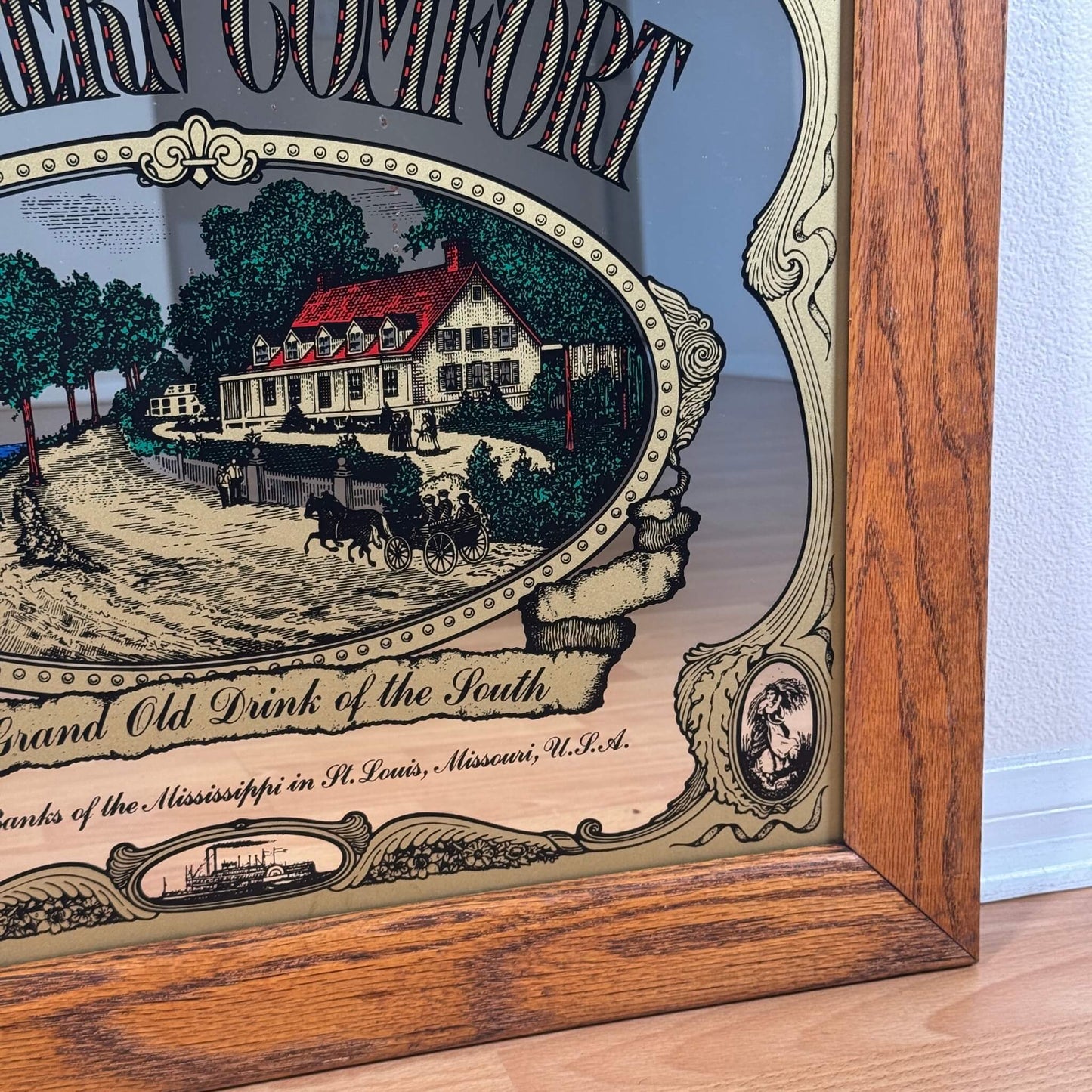 #1969【1980年代】ビンテージ Southern Comfort パブミラー / ウォールデコ アメリカ